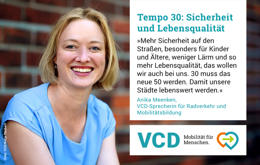 Sharepic vom Dachverband: Tempo 30 bedeutet mehr Verkehrssicherheit und Lebensqualität
